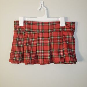 RED PLAID STRETCH MICRO MINI SKIRT SIZE MEDIUM